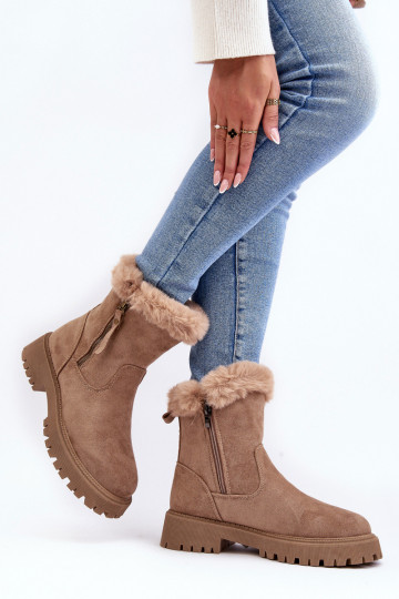 Botas de ante con pelo color beige Hasiva 2