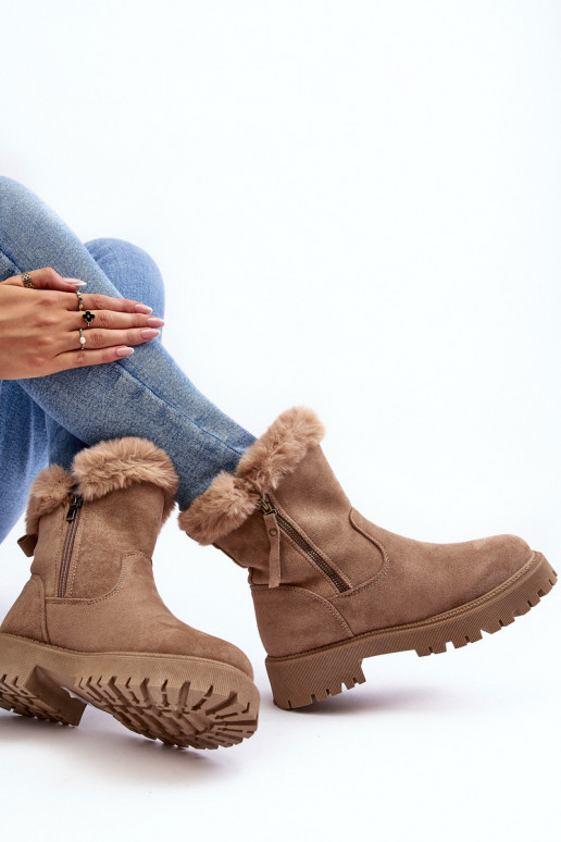 Botas de ante con pelo color beige Hasiva Botas de ante con pelo color beige Hasiva