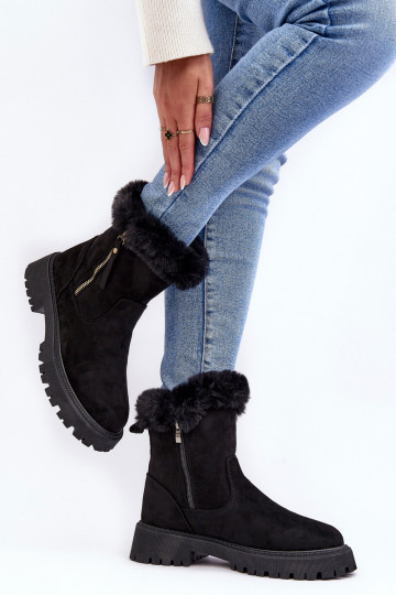 Botas confeccionadas en ante con pelo en color negro Hasiva 2