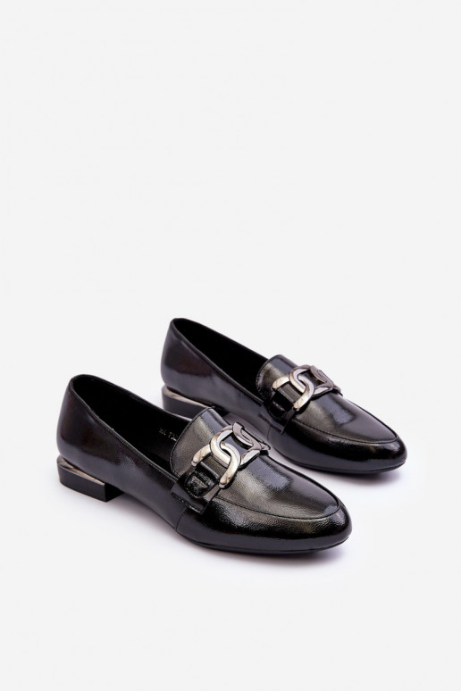 Mocasines de mujer efecto lacado con adornos en negro Camilena Mocasines de mujer efecto lacado con adornos en negro Camilena