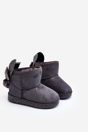 Botas de nieve infantiles calentitas con cintas gris Meriva