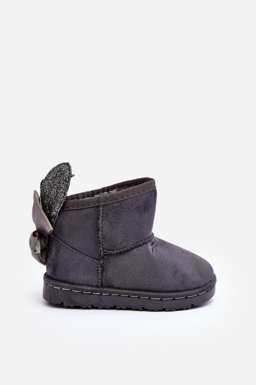 Botas de nieve infantiles calentitas con cintas gris Meriva