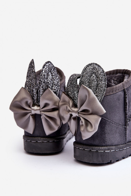 Botas de nieve infantiles calentitas con cintas gris Meriva