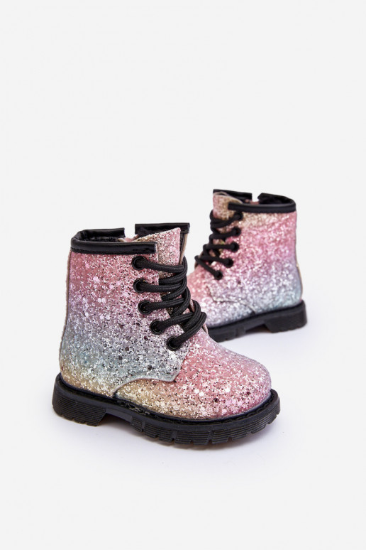 Botas infantiles con brillo Calentadas con cremalleras en varios colores Saussa