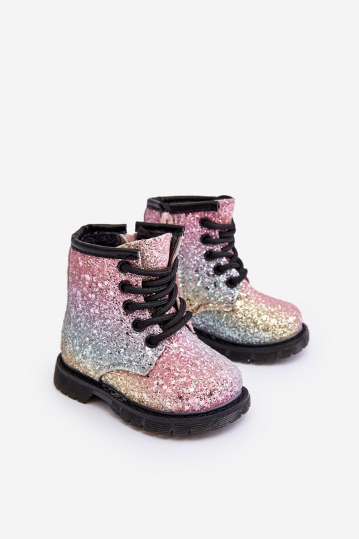 Botas infantiles con brillo Calentadas con cremalleras en varios colores Saussa
