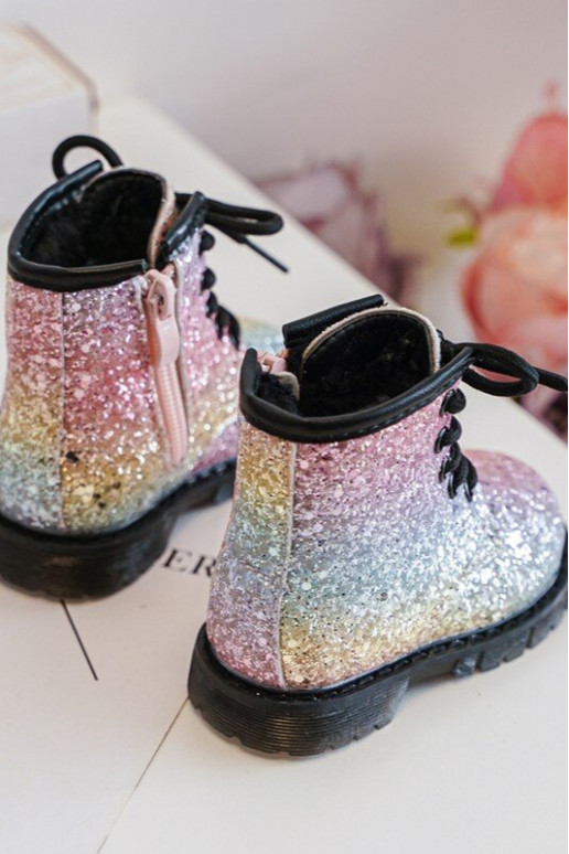 Botas infantiles con brillo Calentadas con cremalleras en varios colores Saussa