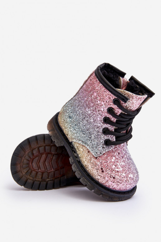Botas infantiles con brillo Calentadas con cremalleras en varios colores Saussa