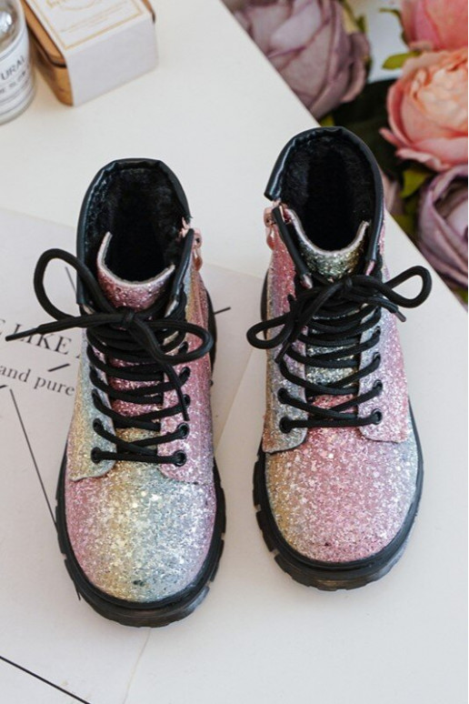 Botas infantiles con brillo Calentadas con cremalleras en varios colores Saussa