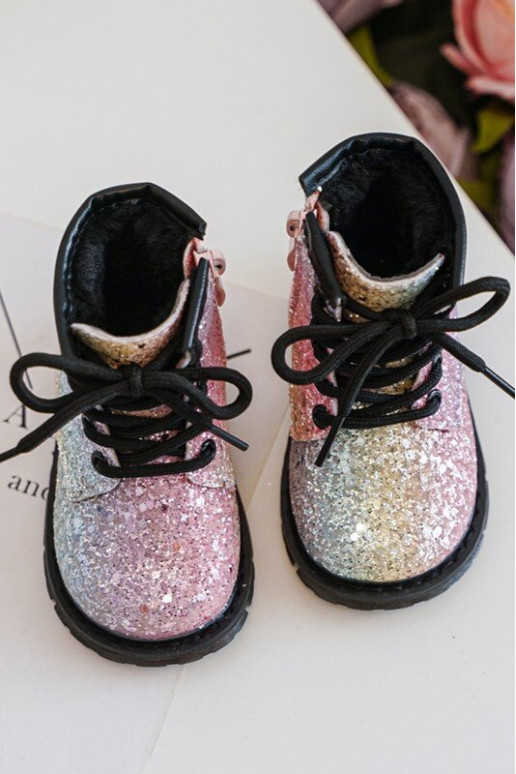 Botas infantiles con brillo Calentadas con cremalleras en varios colores Saussa
