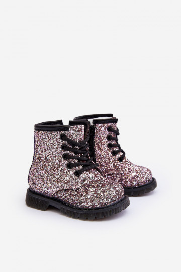 Botas infantiles con brillo calentitas con cremalleras color rosa Saussa