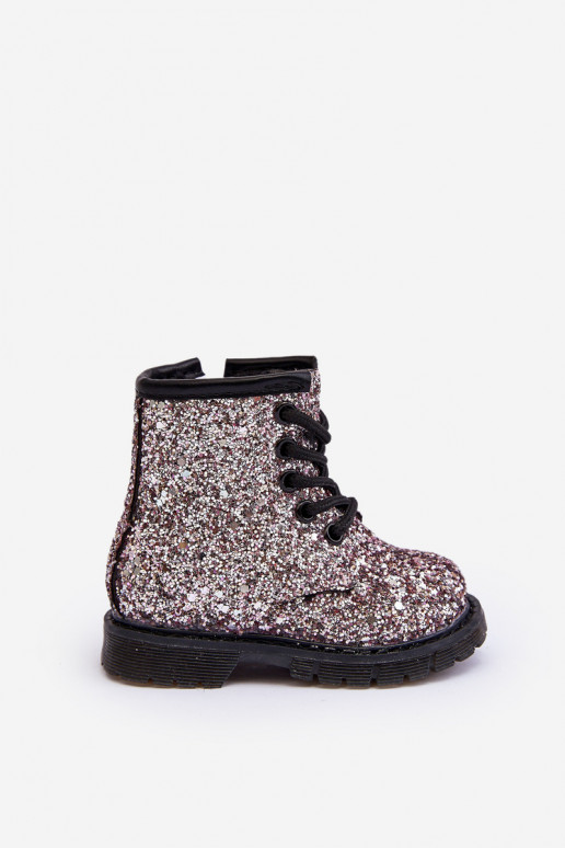 Botas infantiles con brillo calentitas con cremalleras color rosa Saussa