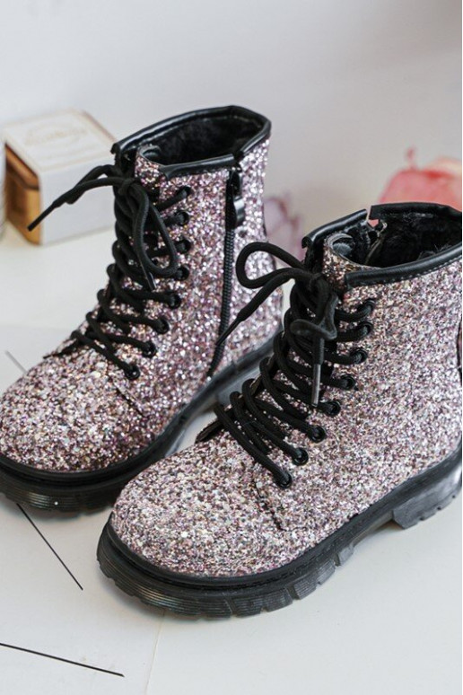 Botas infantiles con brillo calentitas con cremalleras color rosa Saussa