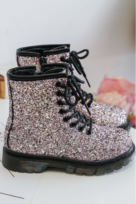 Botas infantiles con brillo calentitas con cremalleras color rosa Saussa