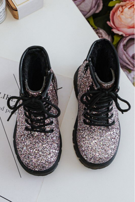 Botas infantiles con brillo calentitas con cremalleras color rosa Saussa