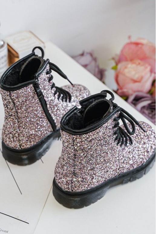 Botas infantiles con brillo calentitas con cremalleras color rosa Saussa