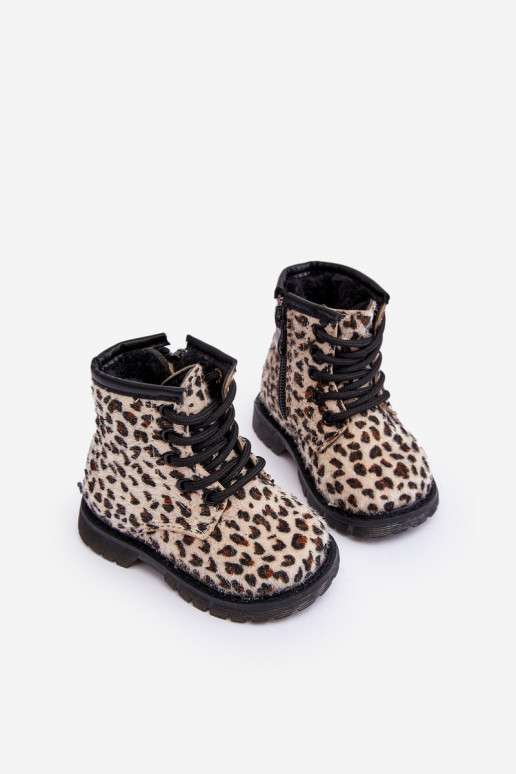 Zapatos infantiles calentitos con cremalleras beige Goopy