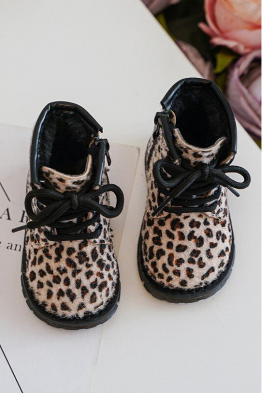 Zapatos infantiles calentitos con cremalleras beige Goopy
