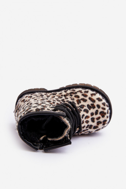 Zapatos infantiles calentitos con cremalleras beige Goopy