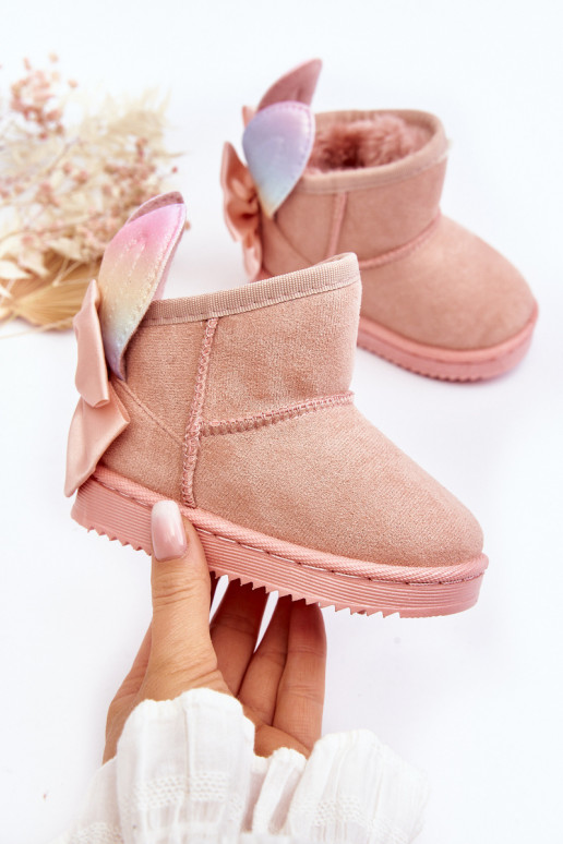 Botas de nieve infantiles calentitas con cintas rosa Meriva