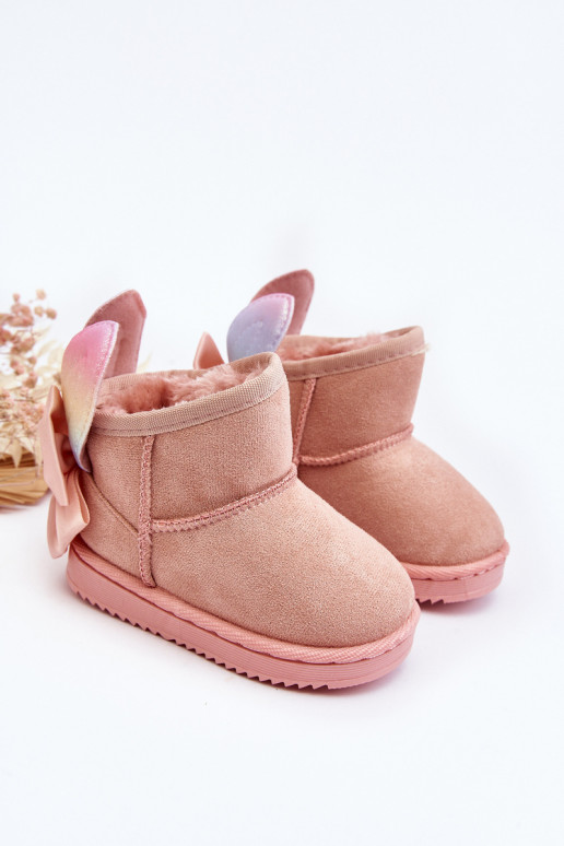 Botas de nieve infantiles calentitas con cintas rosa Meriva