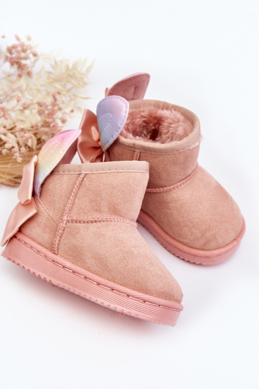 Botas de nieve infantiles calentitas con cintas rosa Meriva