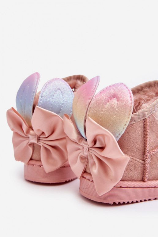 Botas de nieve infantiles calentitas con cintas rosa Meriva