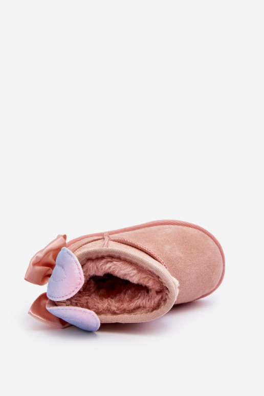 Botas de nieve infantiles calentitas con cintas rosa Meriva
