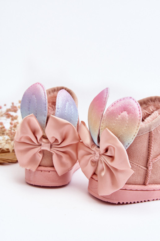 Botas de nieve infantiles calentitas con cintas rosa Meriva