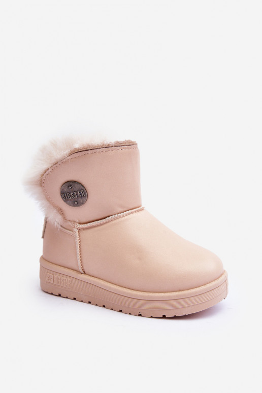 Botas de nieve para niños calentadas con pelo interior beige Big Star MM374084