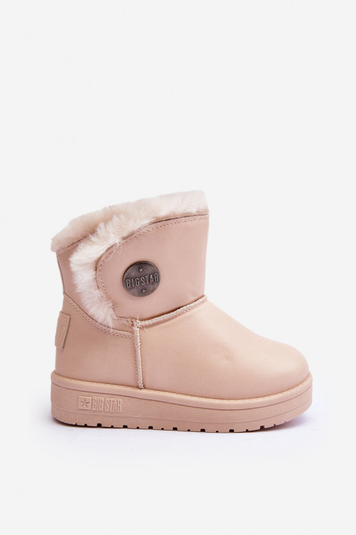 Botas de nieve para niños calentadas con pelo interior beige Big Star MM374084