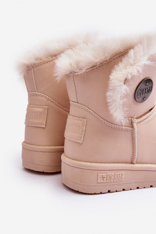 Botas de nieve para niños calentadas con pelo interior beige Big Star MM374084