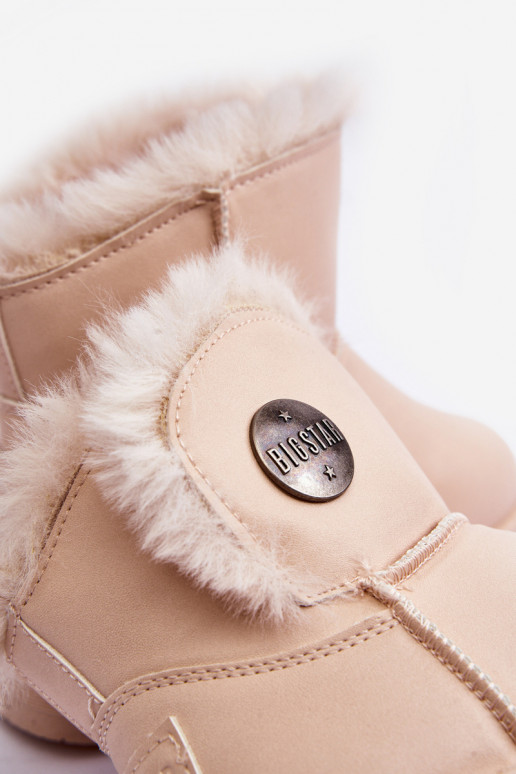 Botas de nieve para niños calentadas con pelo interior beige Big Star MM374084