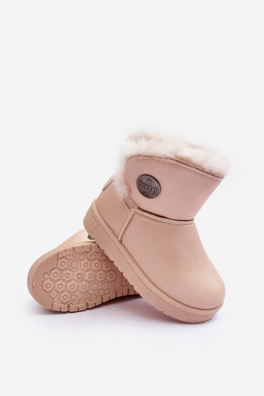 Botas de nieve para niños calentadas con pelo interior beige Big Star MM374084