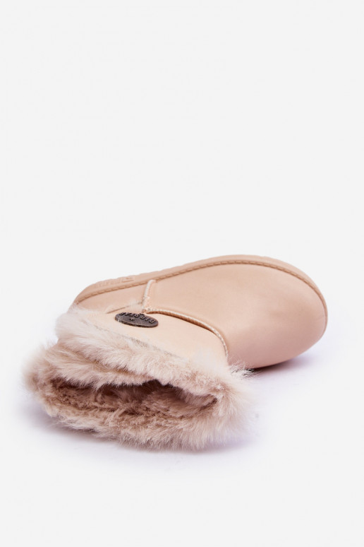 Botas de nieve para niños calentadas con pelo interior beige Big Star MM374084