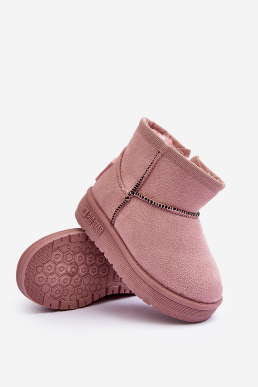 Botas de nieve para niños calentadas con cremalleras rosa Big Star MM374101 Botas de nieve para niños calentadas con cremalleras rosa Big Star MM374101