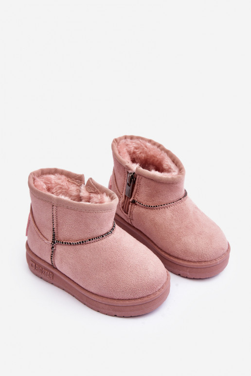Botas de nieve para niños calentadas con cremalleras rosa Big Star MM374101 Botas de nieve para niños calentadas con cremalleras rosa Big Star MM374101