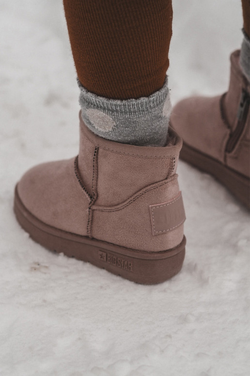 Botas de nieve para niños calentadas con cremalleras rosa Big Star MM374101