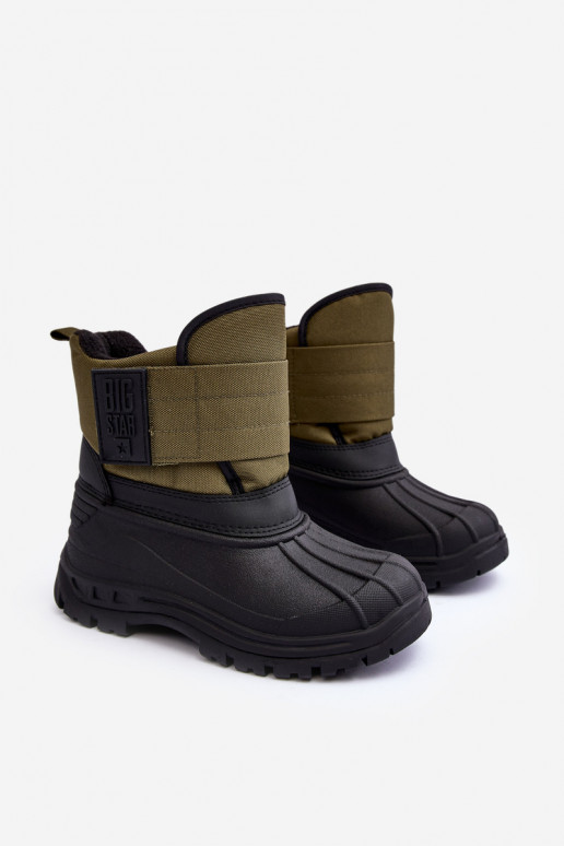 Botas de nieve para niños con cierres adhesivos calentadas caqui Big Star MM374123