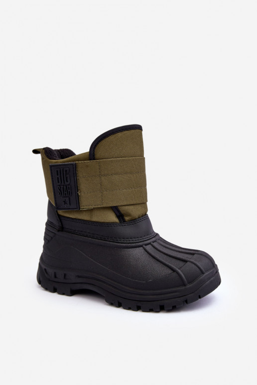 Botas de nieve para niños con cierres adhesivos calentadas caqui Big Star MM374123
