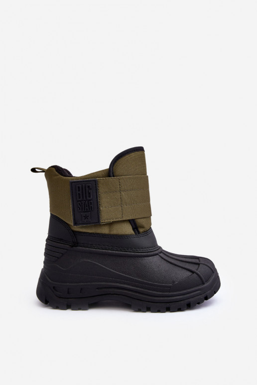Botas de nieve para niños con cierres adhesivos calentadas caqui Big Star MM374123