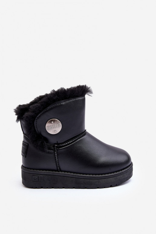 Botas de nieve para niños calentadas con pelo interior color negro Big Star MM374082 Botas de nieve para niños calentadas con pelo interior color negro Big Star MM374082
