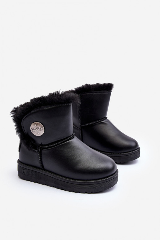 Botas de nieve para niños calentadas con pelo interior color negro Big Star MM374082 Botas de nieve para niños calentadas con pelo interior color negro Big Star MM374082