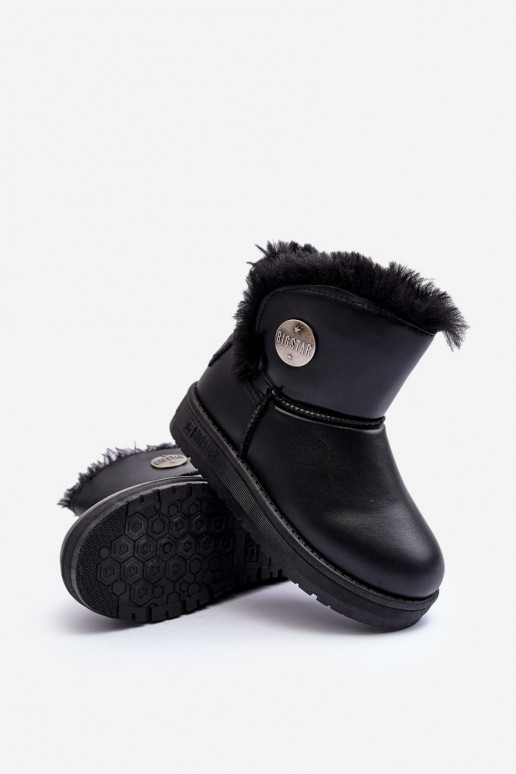 Botas de nieve para niños calentadas con pelo interior color negro Big Star MM374082 Botas de nieve para niños calentadas con pelo interior color negro Big Star MM374082