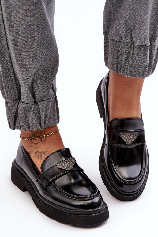 zapatos Mocasines con tacón ancho en color negro Venla zapatos Mocasines con tacón ancho en color negro Venla