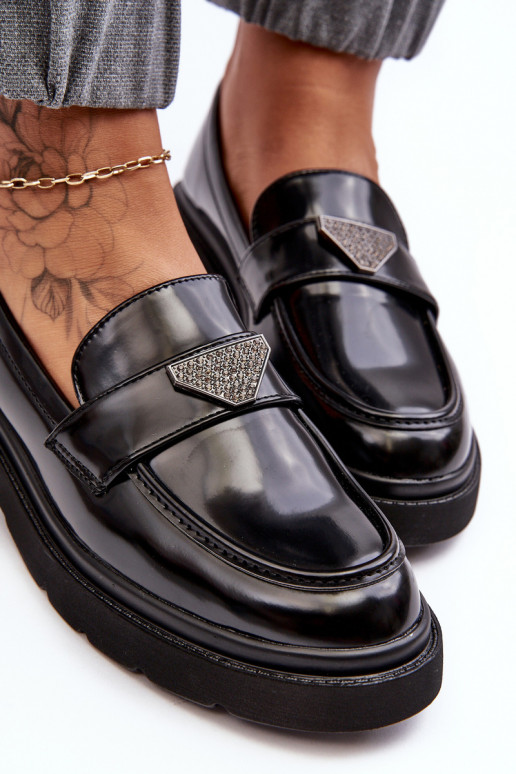 zapatos Mocasines con tacón ancho en color negro Venla zapatos Mocasines con tacón ancho en color negro Venla