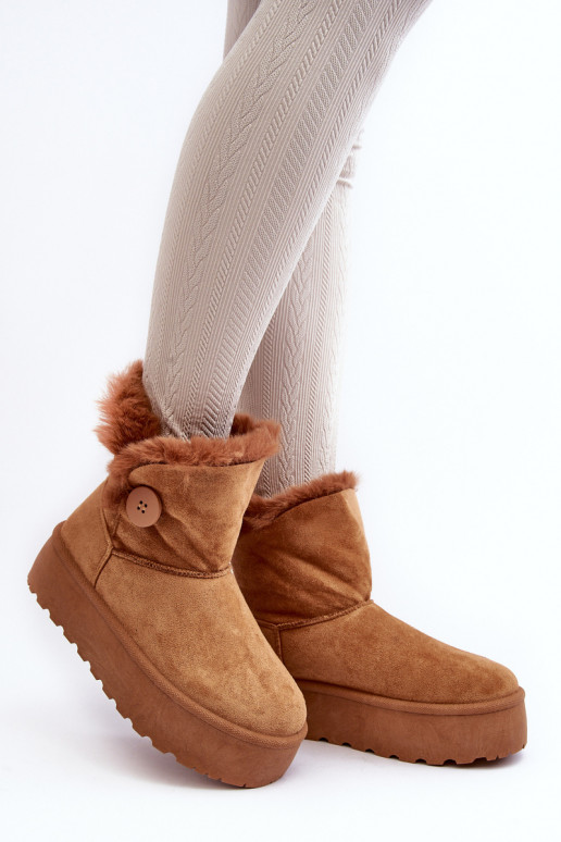 Botas de nieve con plataforma de pelo en color marrón Wikasem