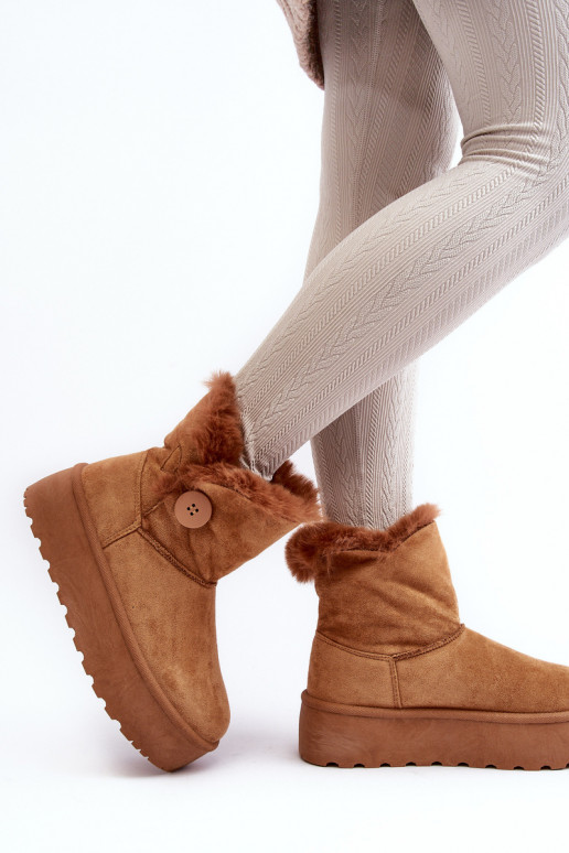 Botas de nieve con plataforma de pelo en color marrón Wikasem