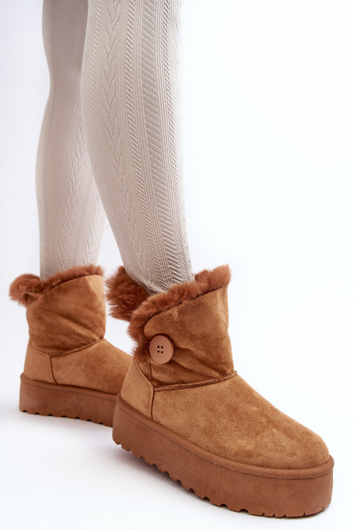 Botas de nieve con plataforma de pelo en color marrón Wikasem