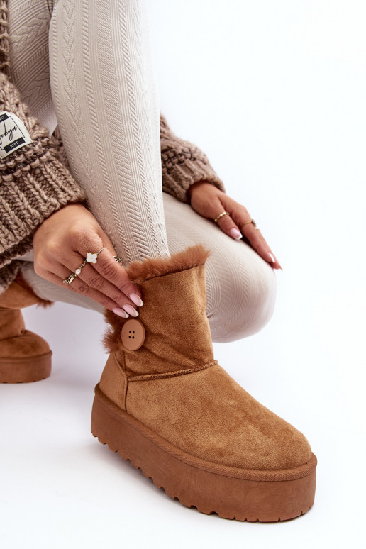 Botas de nieve con plataforma de pelo en color marrón Wikasem