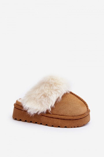 Zapatillas infantiles con pelo marrón Birasta